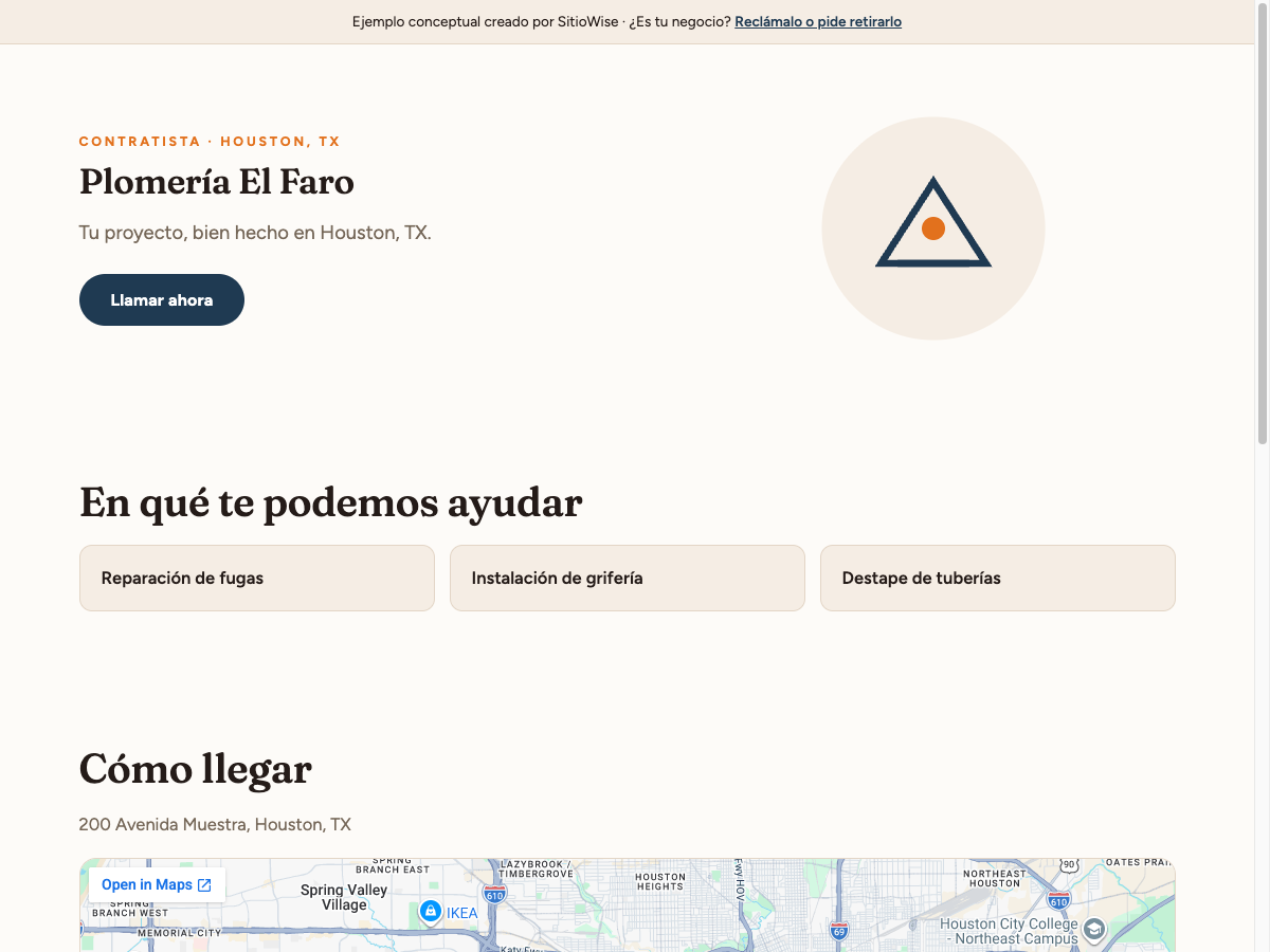 Plomería El Faro — demo ficticio