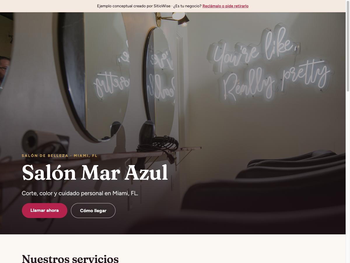Salón Mar Azul — demo ficticio
